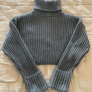 Zara Charcoal Ribbed Turtleneck Sweater